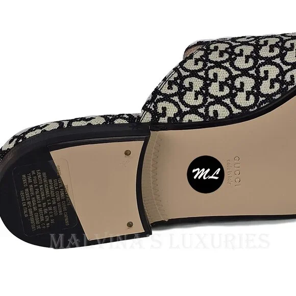 GUCCI SHOES PRINCETOWN HORSEBIT GG JACQUARD SLIPPERS LOAFER MULE sz 39 9 - Picture 12 of 16